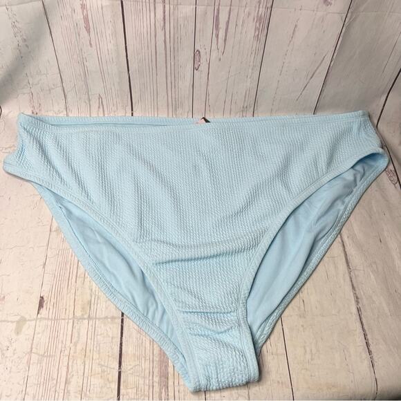 Wild Fable 3x Pucker Textured High Leg Cheeky Bikini Bottom Blue Plus Size NEW - Picture 3 of 9